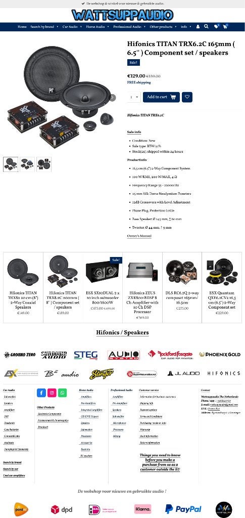 Hifonics TITAN TRX6.2C 165mm ( 6.5'' ) Composet/speakers, Audio-design, Nieuw, Am Breilingsweg 3, 76709 Kronau, Duitsland, Ophalen of Verzenden