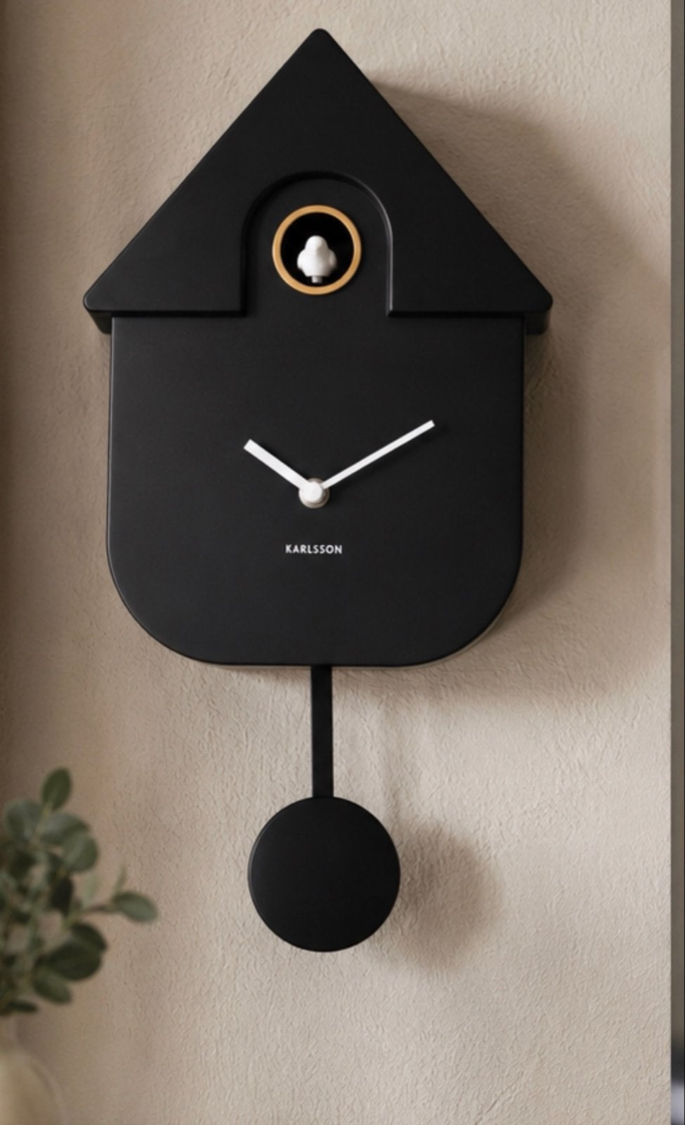 Karlsson Modern Cuckoo Klok Zwart - Nieuw in doos, Verzenden, Nieuw, Analoog, Wandklok