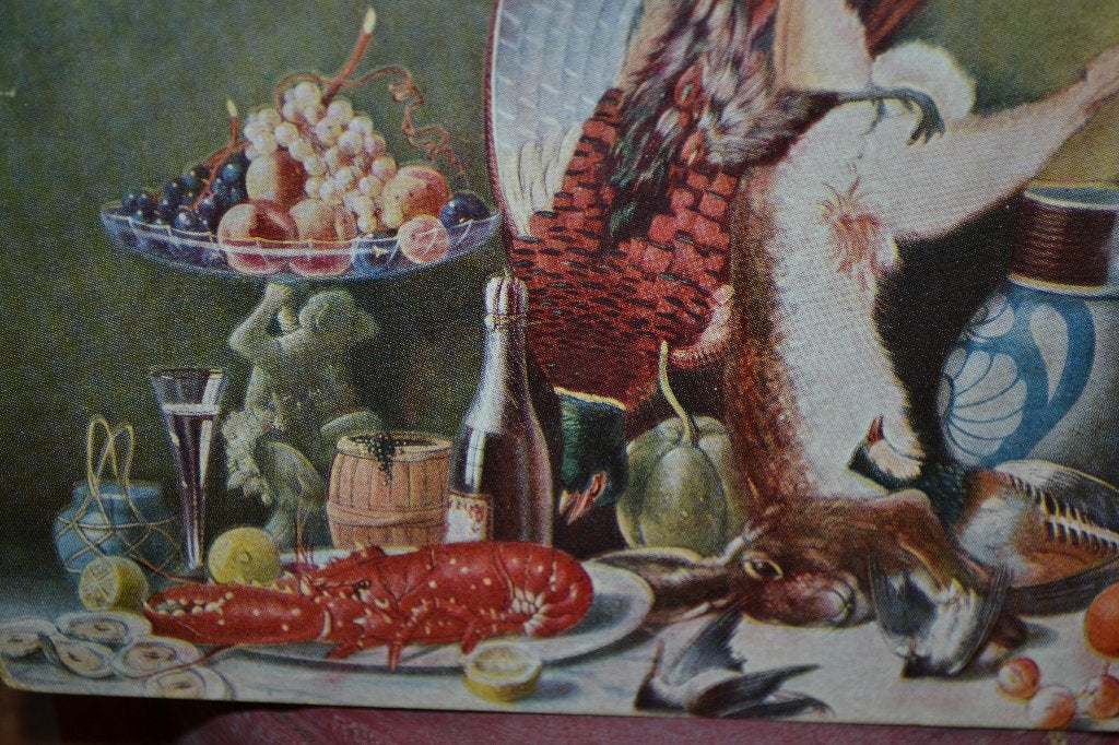 dld  1910 stilleven kreeft gemberpot konijn vogels fruit, Ophalen of Verzenden, Voor 1920, Ongelopen, Sterren en Beroemdheden