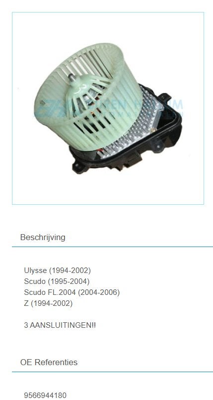 Kachelmotor Fiat Scudo 1995 tot 2006, Auto-onderdelen, Interieur en Bekleding, Fiat, Nieuw, Ophalen of Verzenden, Fiat