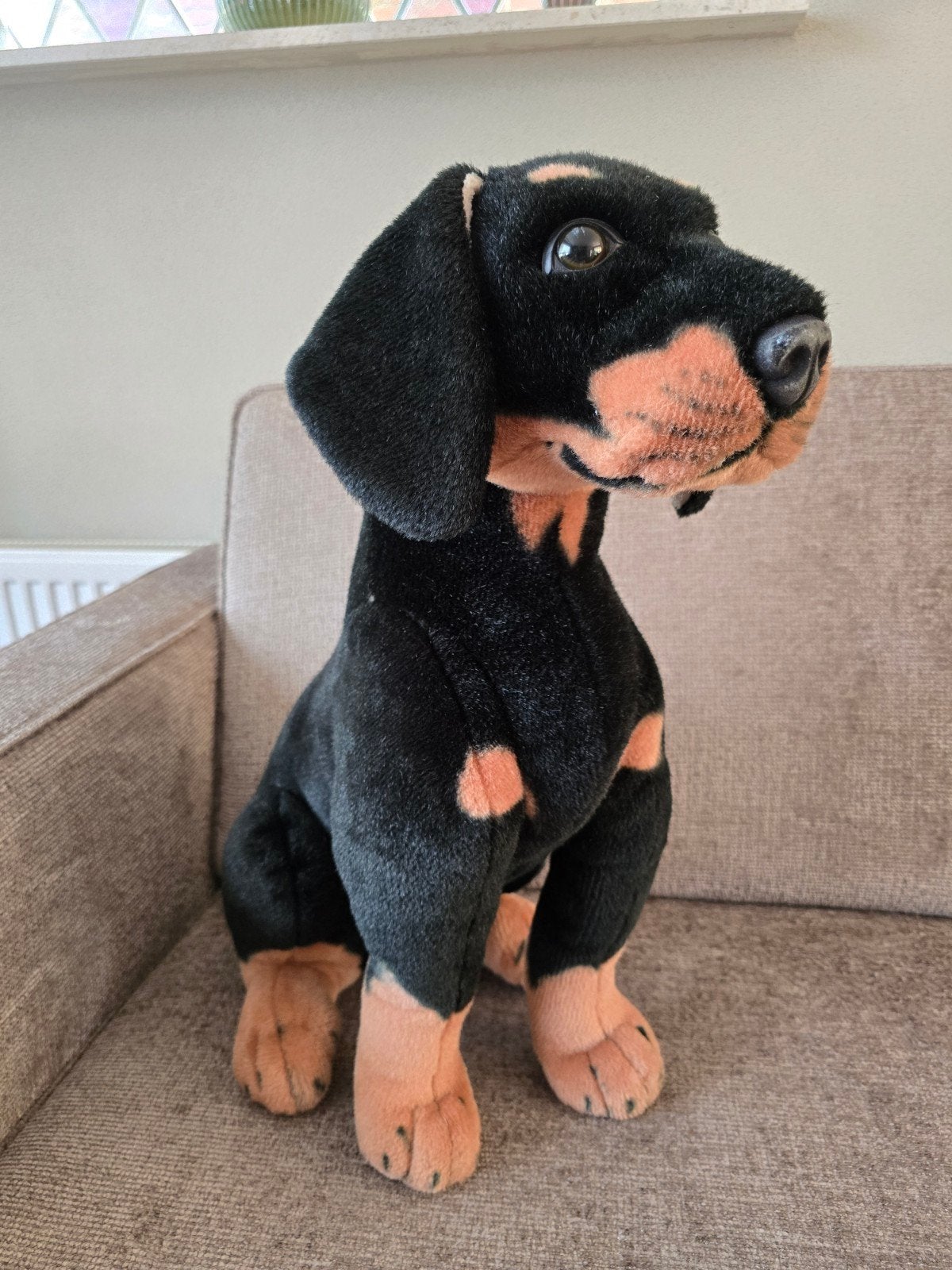 Rottweiler zittende knuffel 55cm., Ophalen of Verzenden, Zo goed als nieuw, Overige typen