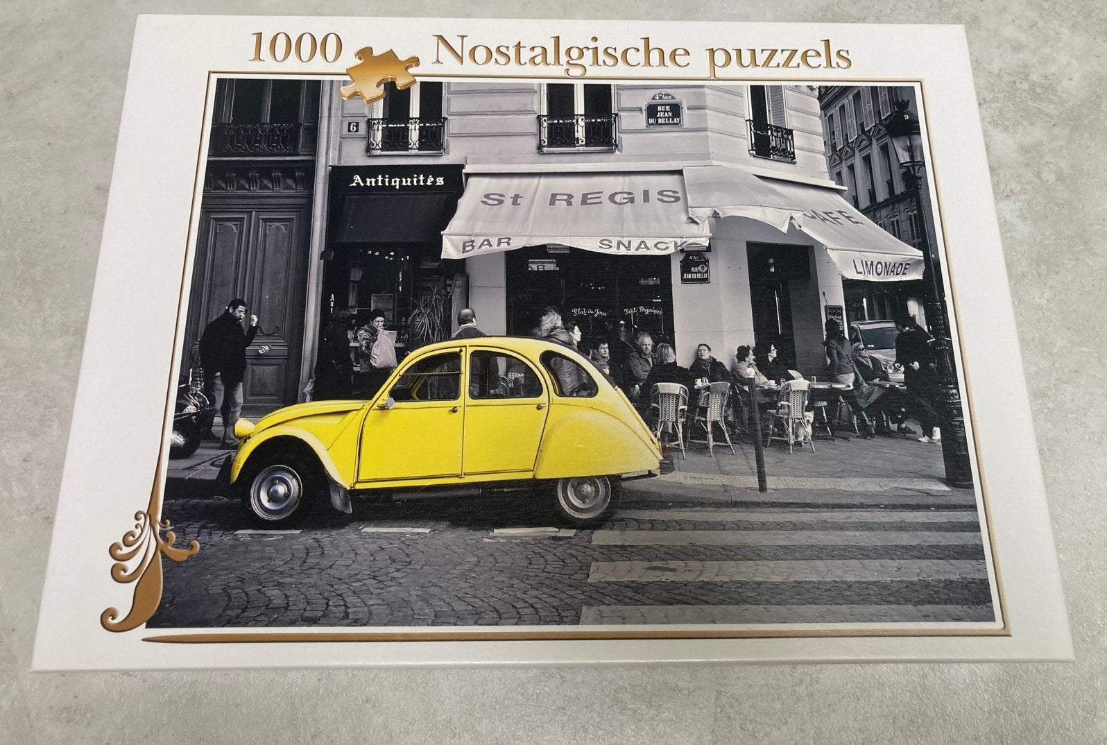 Vive La France - Citroën 2CV (Eend - Geel) Nostalgisch 1000, Verzenden, 500 t/m 1500 stukjes, Zo goed als nieuw, Legpuzzel