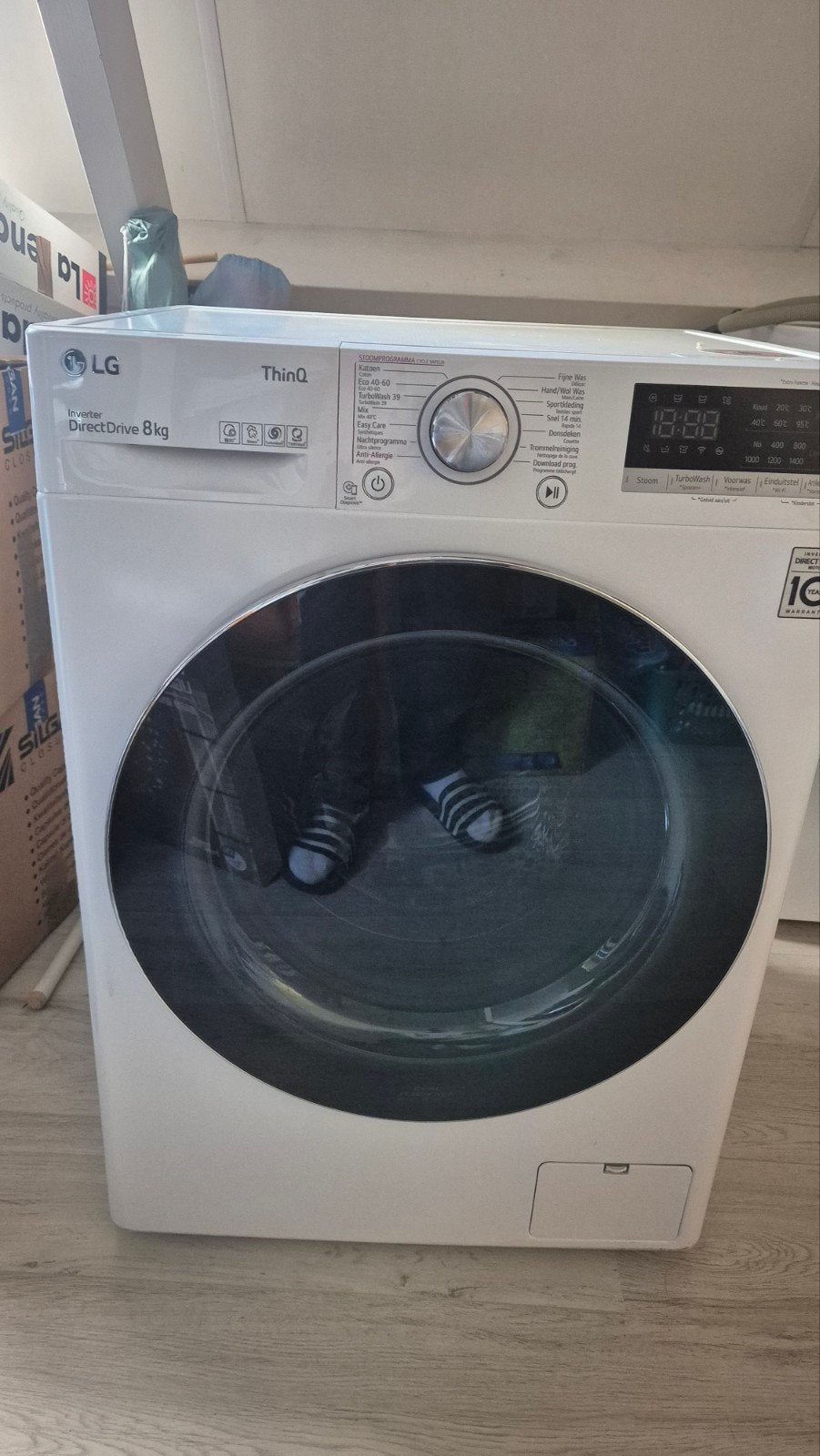 LG ThinQ Wasmachine 8kg - Lager trommel defect, Witgoed en Apparatuur, 8 tot 10 kg, Ophalen, 1200 tot 1600 toeren, 85 tot 90 cm