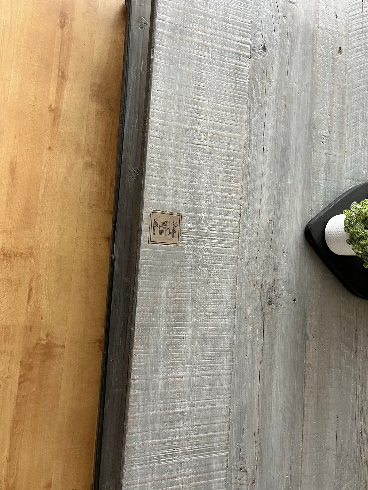 Riviera Maison Salontafel Robuust Hout & Metaal op Wieltjes, Gebruikt, 100 tot 150 cm, Overige houtsoorten, 50 tot 100 cm