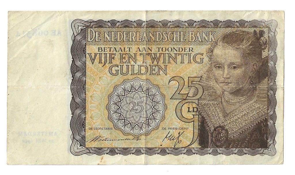 25 gulden biljet 1940 'prinsesje', Verzenden, 25 gulden, Los biljet