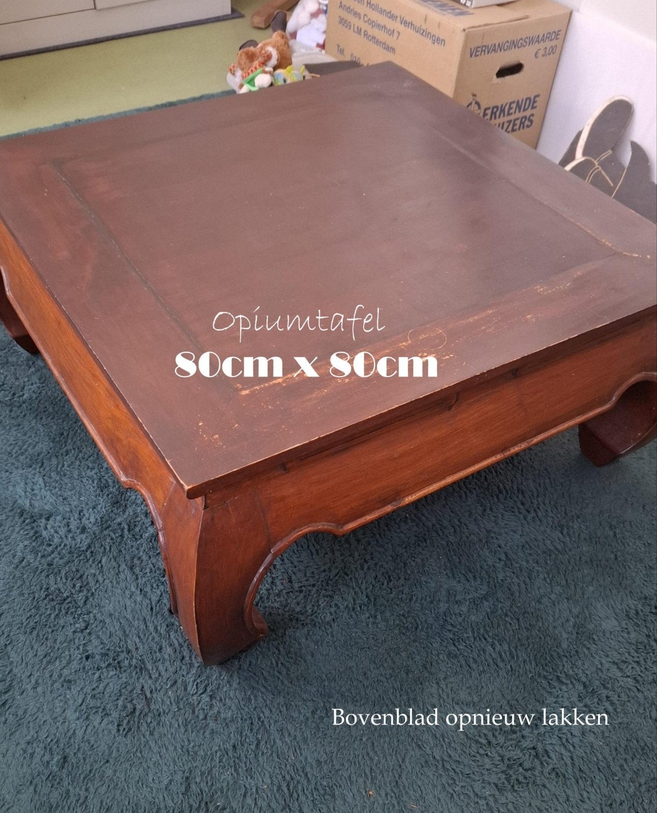 Leuke opiumtafel 80x80 cm - lakje nodig, Ophalen of Verzenden