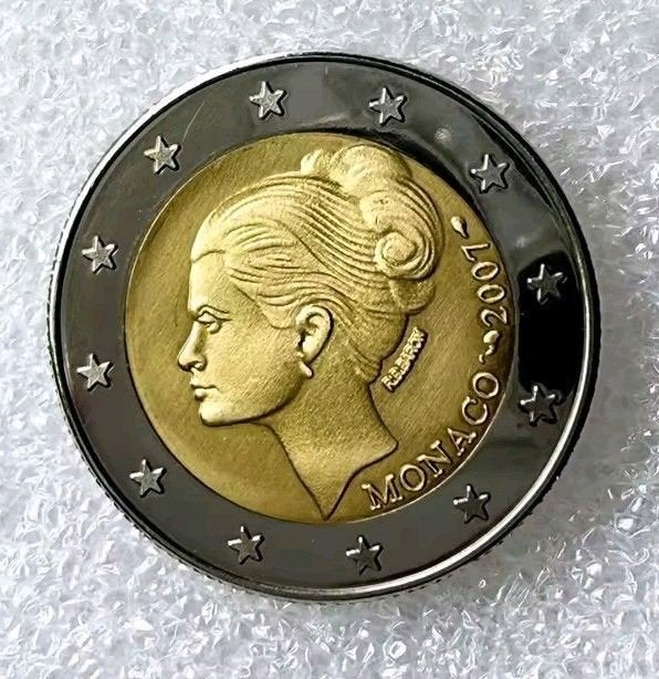 Monaco 2 Euro Copy Munten - Grace Kelly en Kasteel, Postzegels en Munten, Munten | Europa | Euromunten, Ophalen of Verzenden, Monaco