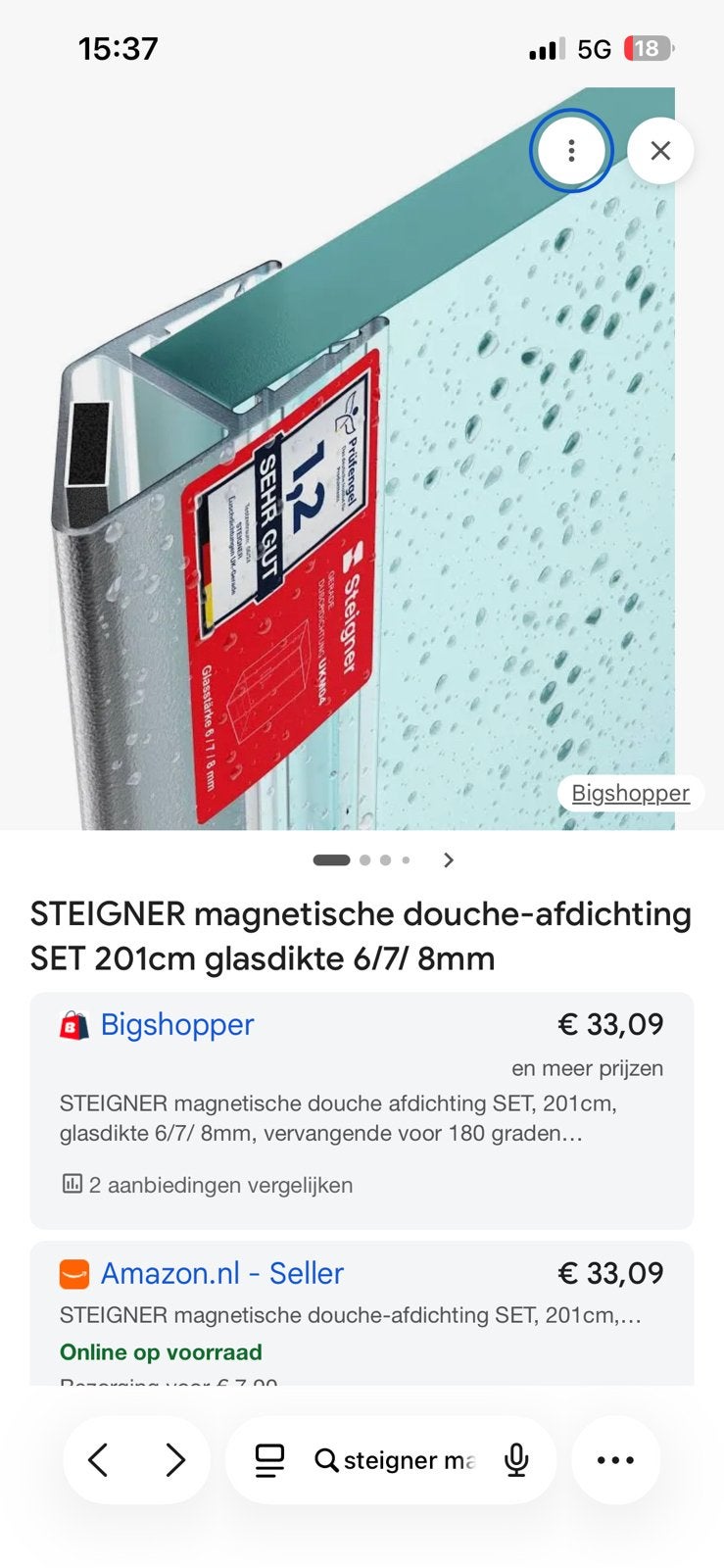 Magnetische douchedeur strip 90 graden nieuw!, Ophalen, Nieuw, Glas, Douche