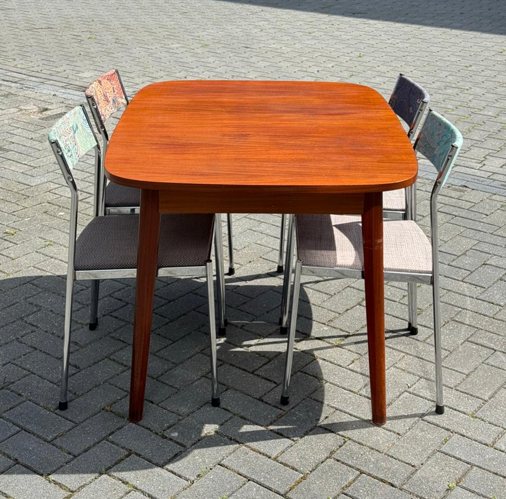 Vintage Deense Eettafel Teak, Gebruikt, Scandinavisch retro vintage, 150 tot 200 cm, Vier personen