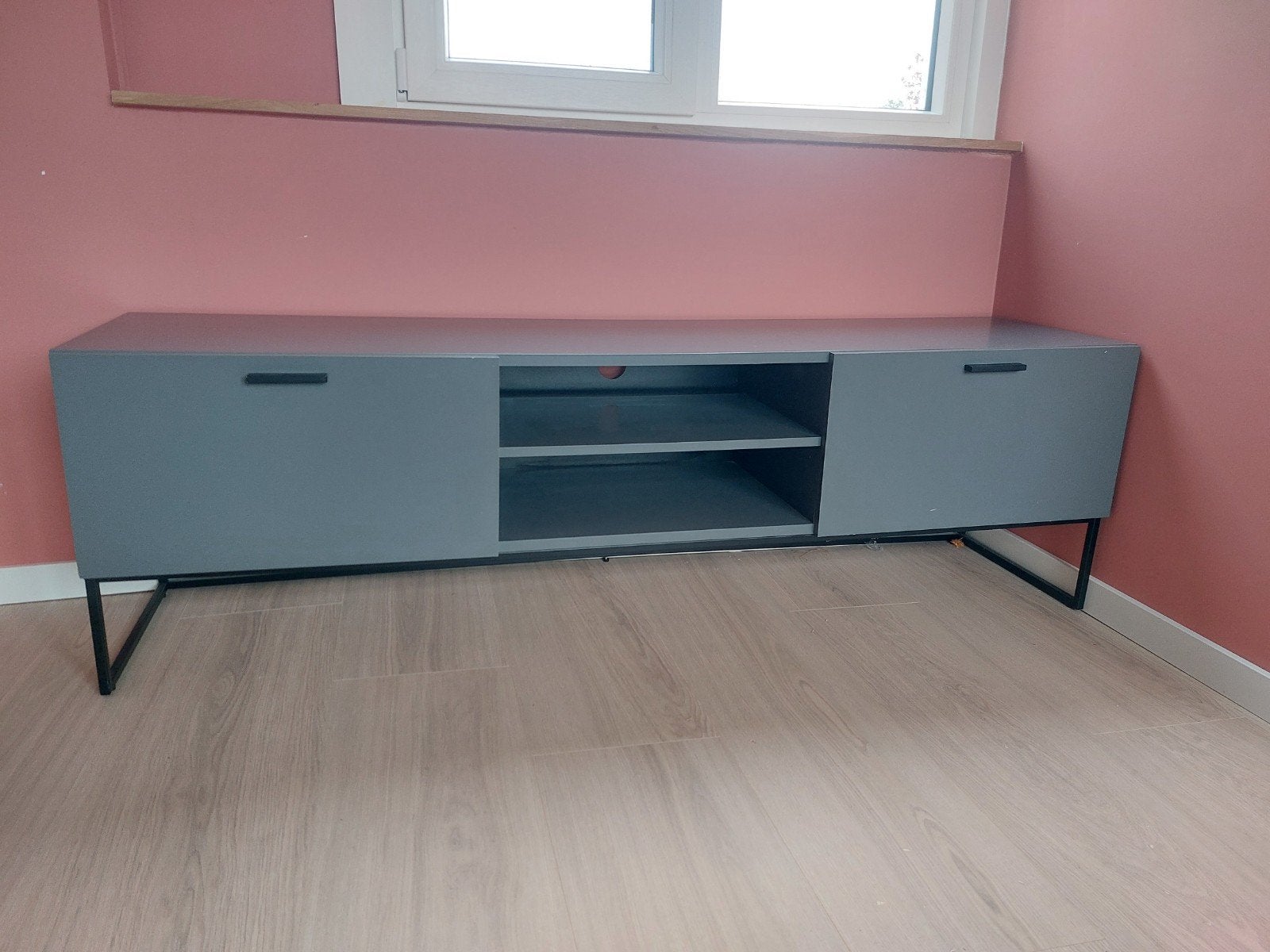 Antraciet tv-meubel 177 lang x 53 hoog x 43 diep, Gebruikt, 150 tot 200 cm, Minder dan 100 cm, Modern
