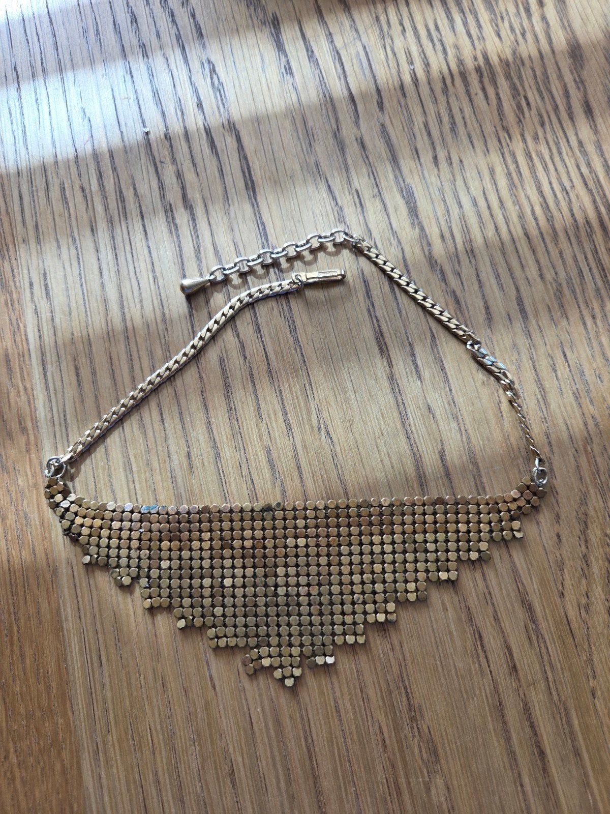Vintage goud mesh ketting Maliënkolder germany antiek choker, Ophalen of Verzenden, Gebruikt, Goud, Goud