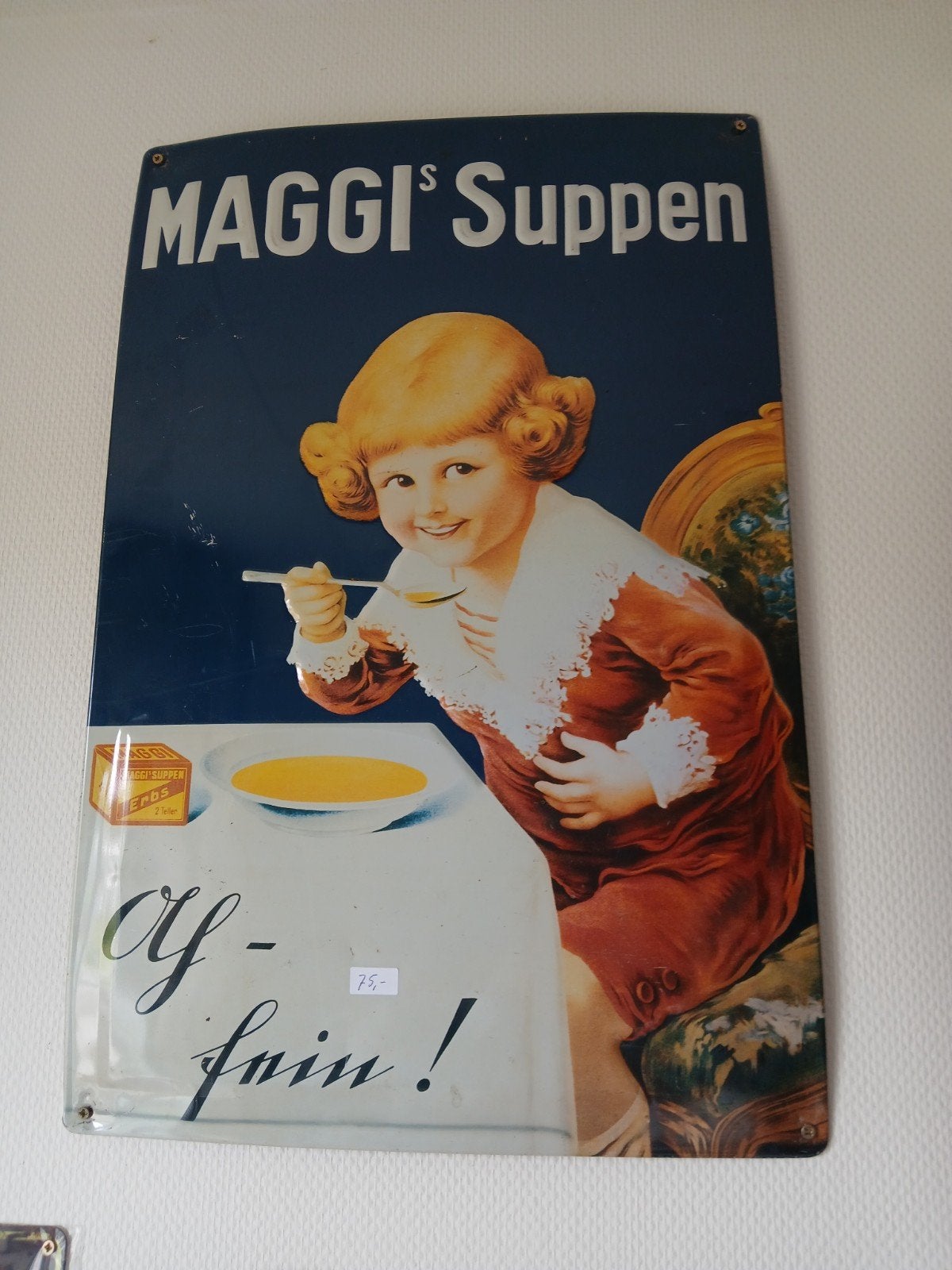 Emaille wand reclame bord maggi suppen, Ophalen of Verzenden, Gebruikt, Reclamebord
