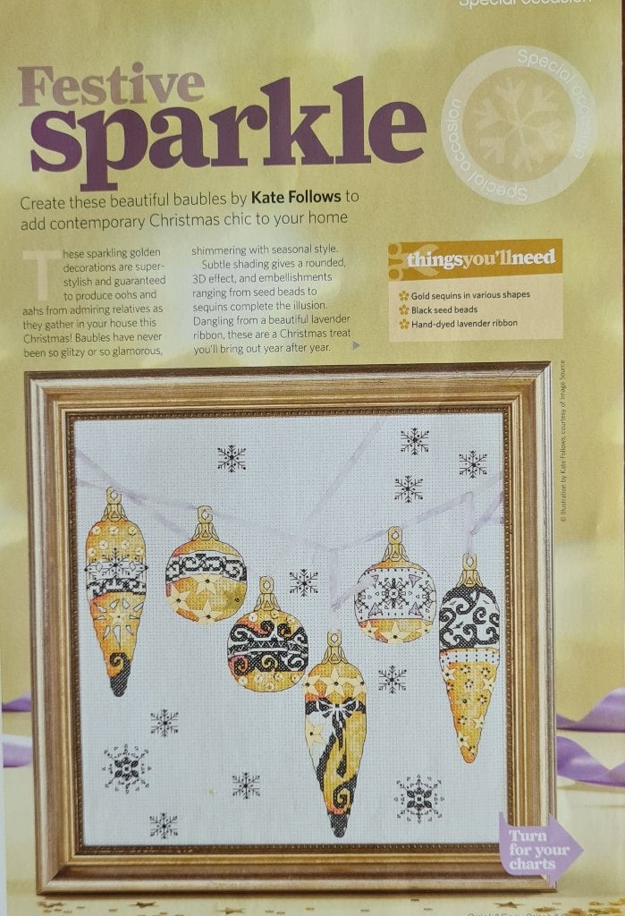 Festive Sparkle Baubles 3 Kerst borduurpatronen, Ophalen, Nieuw, Handborduren, Patroon