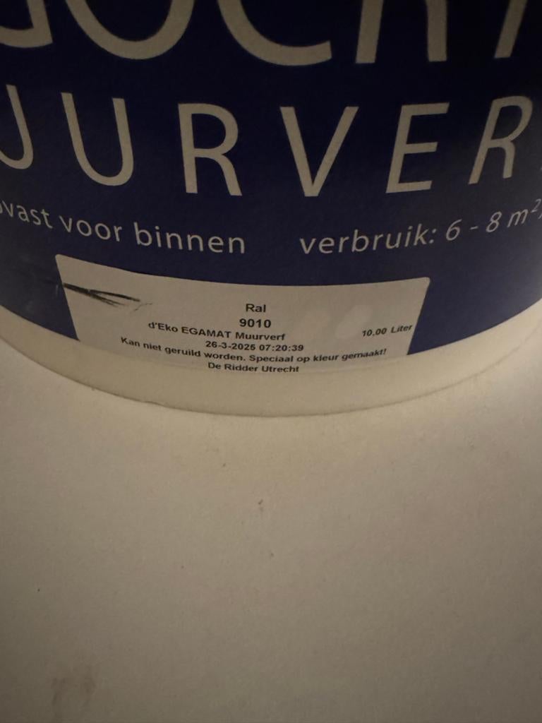 Rigocryl Muurverf RAL 9010 - 10 Liter, Ophalen of Verzenden, Nieuw, Overige typen