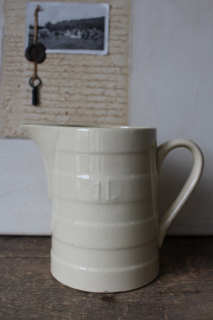 Oude brocante bandenkan Boch licht creme *Pronck & Praal*, Ophalen of Verzenden