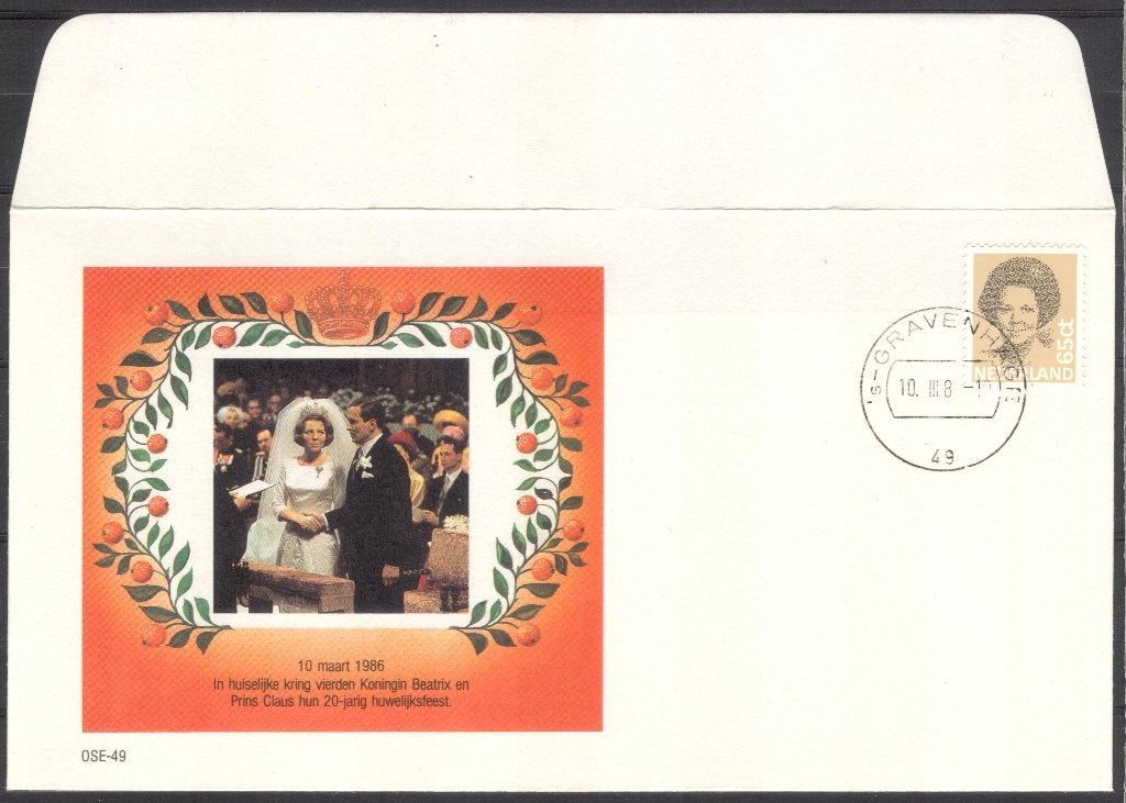 OSE49 - 20 jarig huwelijk Beatrix en Claus, Postzegels en Munten, Verzenden, Envelop