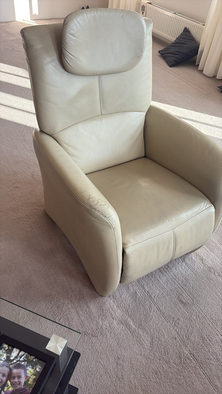 Leren Relaxfauteuil, Huis en Inrichting, Ophalen, Gebruikt, 50 tot 75 cm, Leer