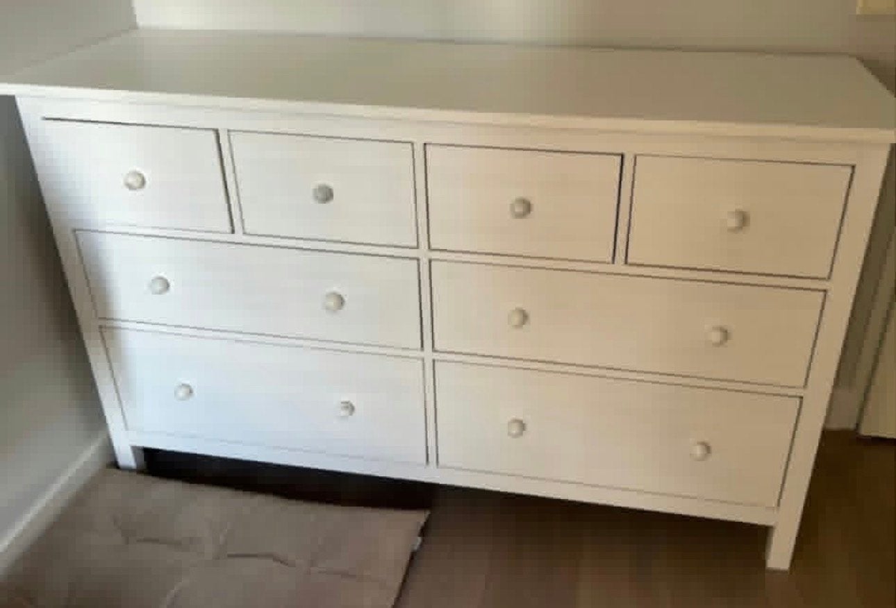 IKEA Hemnes ladekast met marmeren glazen handgrepen, Ophalen, 5 laden of meer, 100 tot 150 cm, Zo goed als nieuw