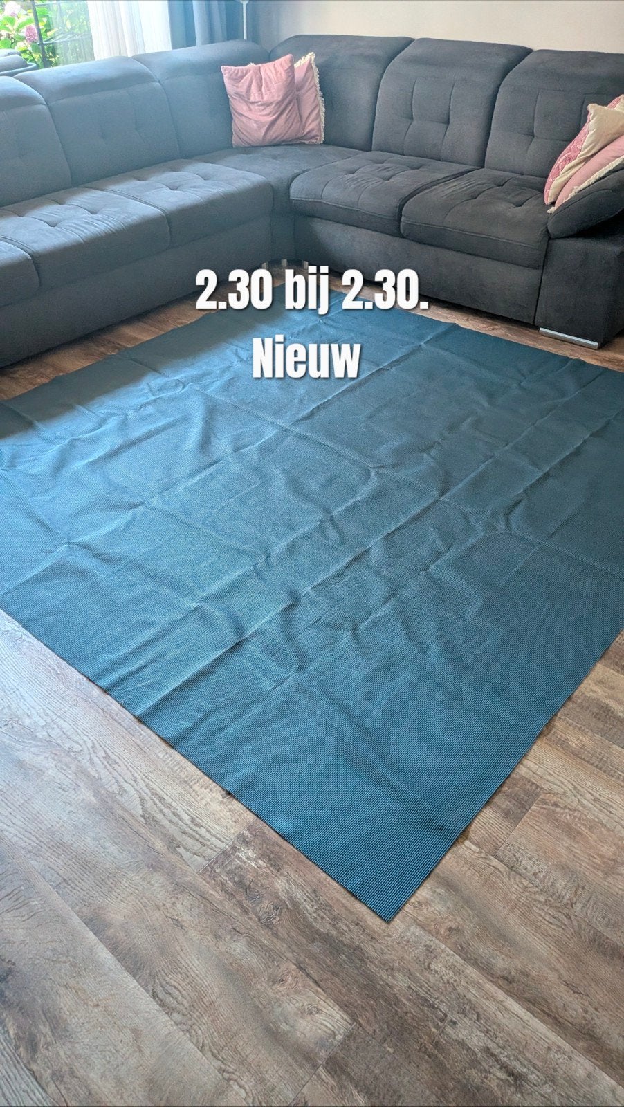 Nieuw Vloerkleed, caravan - 2.30 x 2.30 meter, Blauw, Vierkant, Ophalen of Verzenden, 200 cm of meer