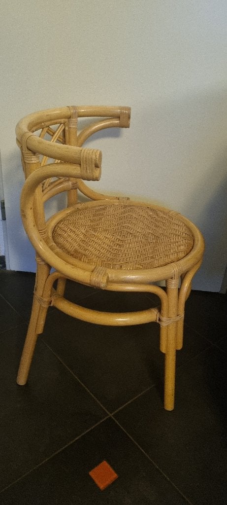 Rotan stoel met vlechtwerk - Vintage design boho, Antiek en Kunst, Ophalen