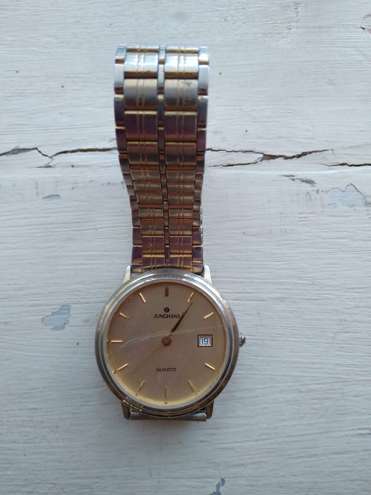 Junghans Quartz Polshorloge Jaren '80/'90, Sieraden, Tassen en Uiterlijk, Overige merken, Staal, Gebruikt, Staal