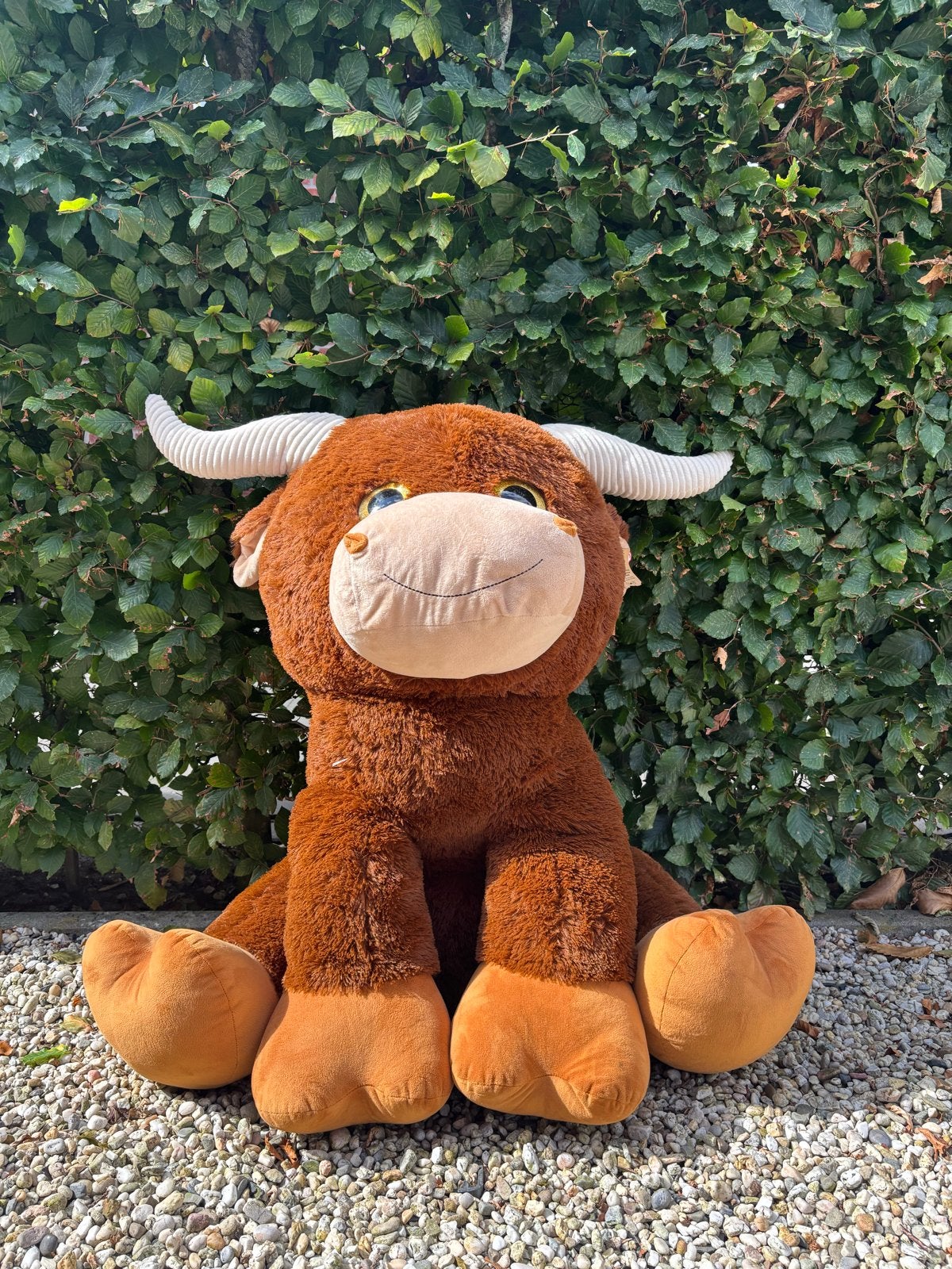 Grote knuffel stier - Bruin met hoorns - 80 cm groot!, Ophalen, Overige typen, Zo goed als nieuw, Bruin