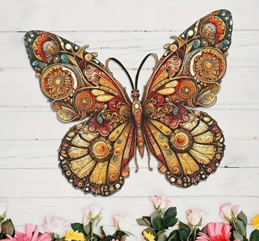 Muurdecoratie Vlinder metaal 30x27 cm, Ophalen of Verzenden, Nieuw