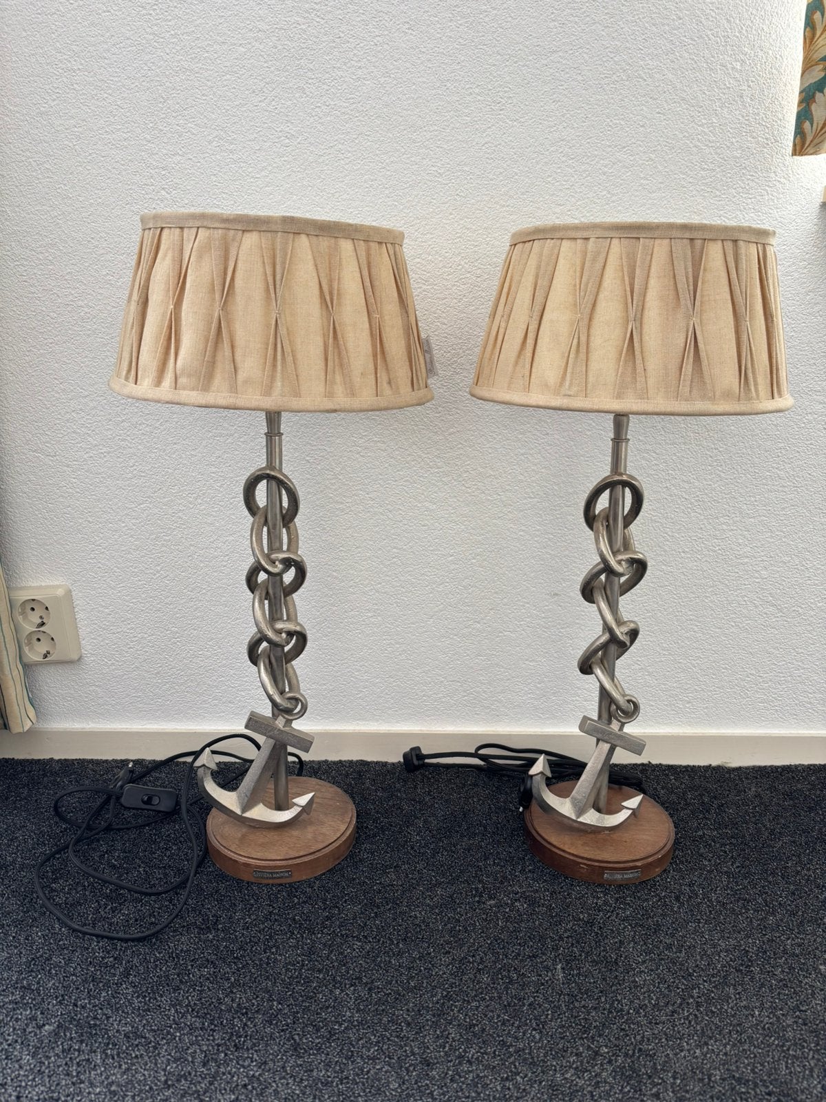 2x Riviera Maison anker lamp incl. beige kap, Ophalen, Zo goed als nieuw