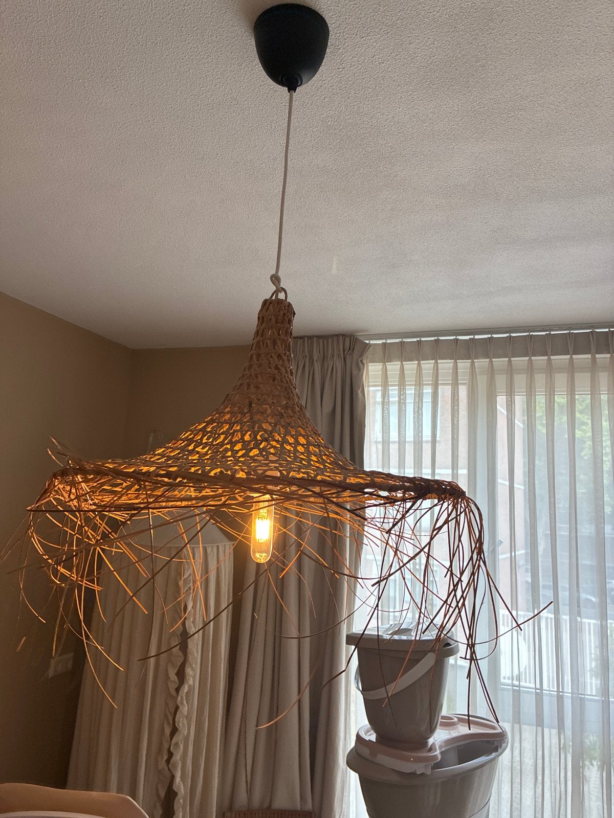 Marokkaanse  hanglamp - Bohemian stijl, Huis en Inrichting, Ophalen, Zo goed als nieuw, Natuurlijk materiaal, E27 (groot)