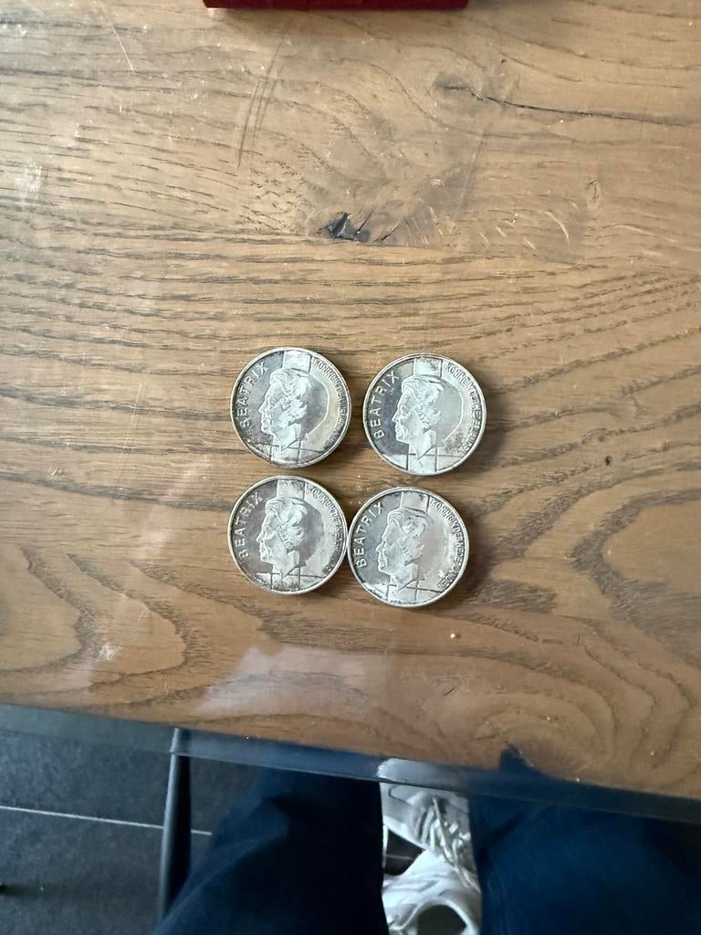 4 zilveren 10 gulden munten 1944-1994, Setje, Koningin Beatrix, Zilver, Ophalen of Verzenden