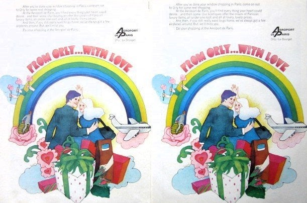 34 vintage reclames vliegmaatschappijen 63-72 PIA Lufthansa, Verzamelen, Ophalen of Verzenden, Gebruikt, Overige typen