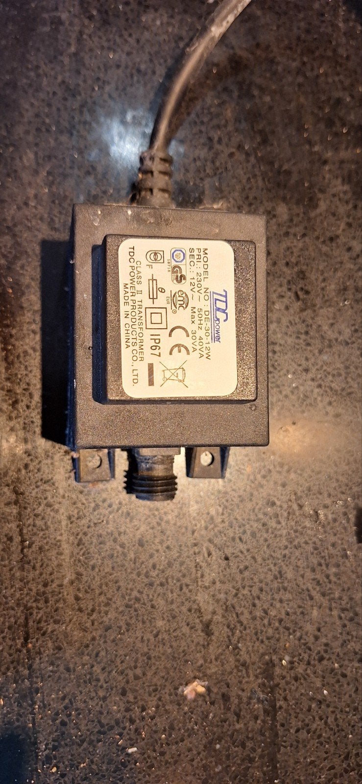 Werkende Transformator 12V 30VA IP67 TDC Power, Ophalen