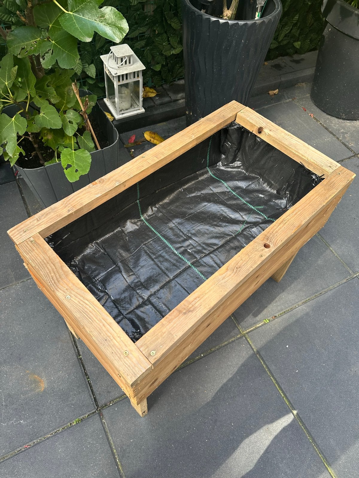 Houten plantenbak op poten, Tuin en Terras, Ophalen, Gebruikt, Balkon, 60 tot 100 cm
