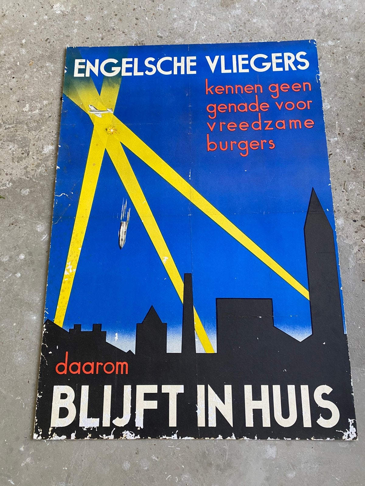 Oude originele WW2 poster, Ophalen, Gebruikt, A1 t/m A3, Film en Tv