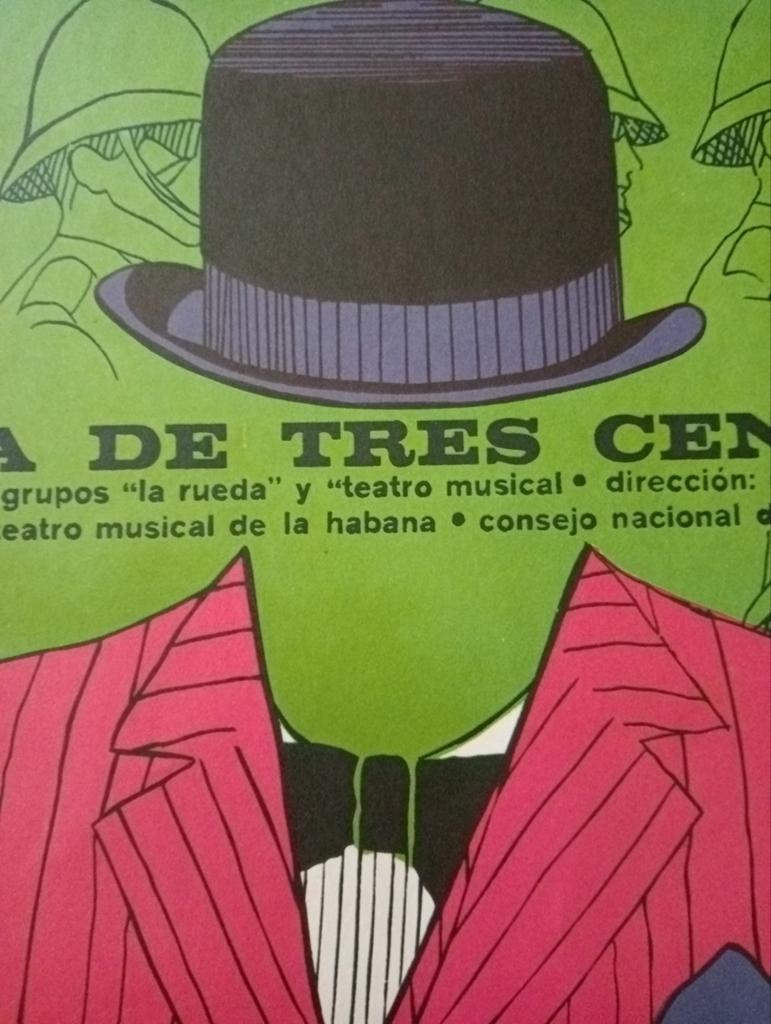 Theater affiche Bertolt Brecht Cuba 1970 stijl Rene Magritte, Ophalen of Verzenden, Gebruikt, A1 t/m A3, Film en Tv