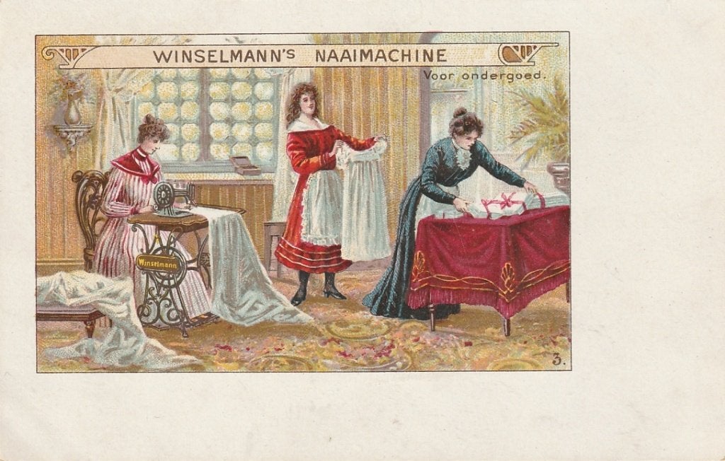 Ansichtkaart Naaimachine Winselmann  oude kaart 1910, Antiek en Kunst, Ophalen of Verzenden
