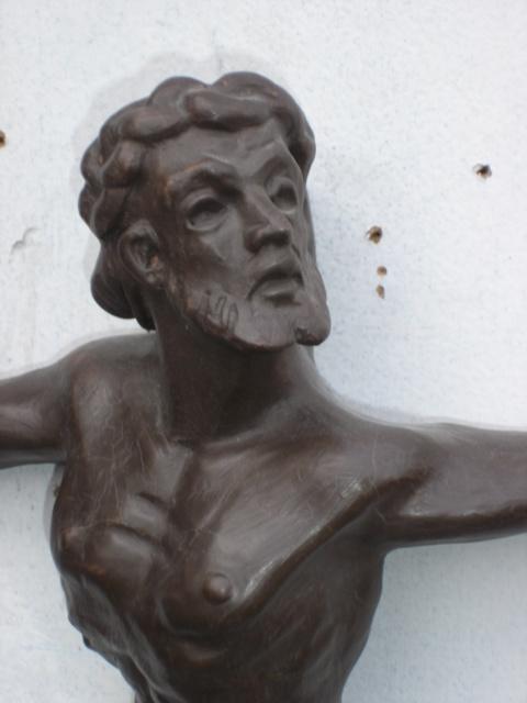Vintage aardewerk crucifix jaren 80, Ophalen of Verzenden, Zo goed als nieuw, Beeld(je), Christendom | Katholiek