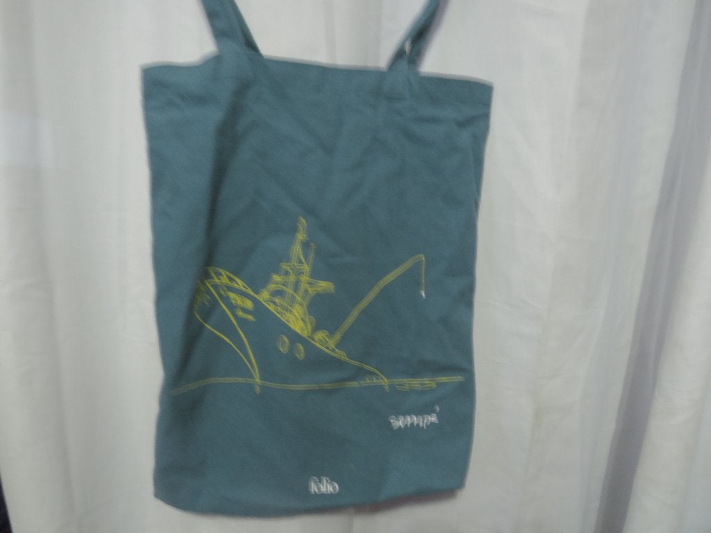 petrol katoenen tote bag tas van folio Sempé humor print, Ophalen of Verzenden, Gebruikt, Groen, Shopper