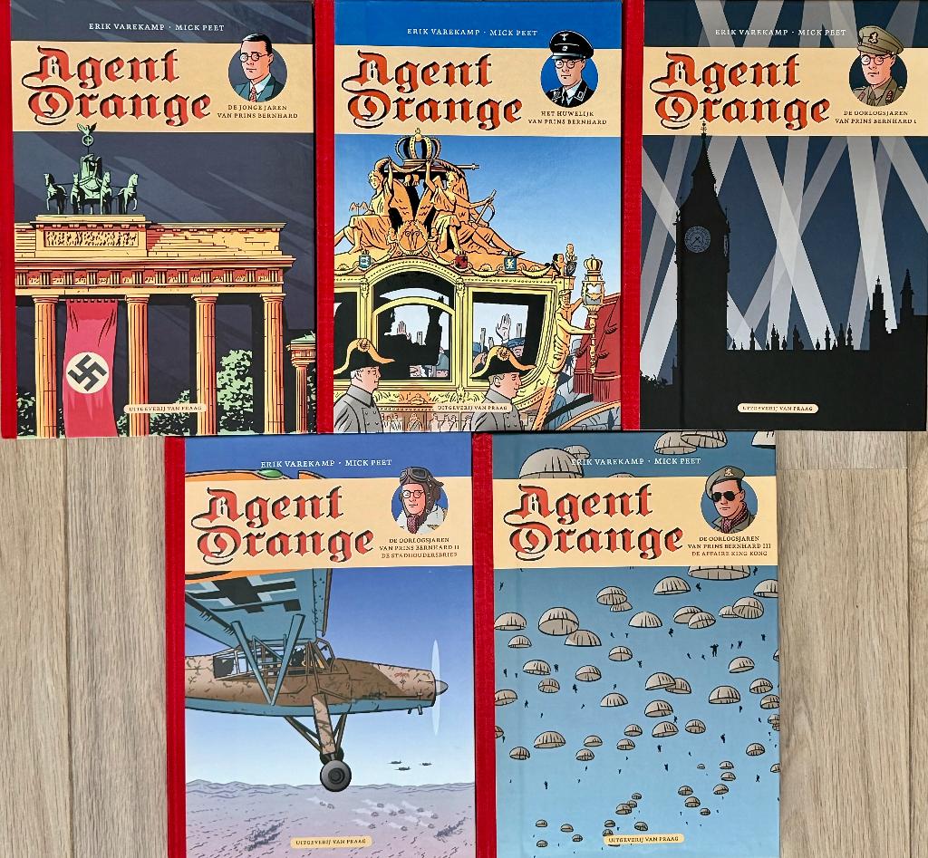 Agent Orange Strip over de jonge Prins Bernhard, Ophalen, Zo goed als nieuw, Meerdere stripboeken, Eric Varekamp en Mick Peet