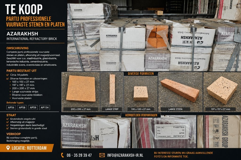 Partij industriële vuurvaste stenen (Refractory Bricks), Ophalen, Zo goed als nieuw