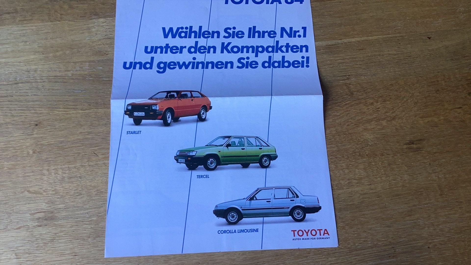 Toyota 1984 Compacten Brochure - Duits, Ophalen of Verzenden, Gelezen, Toyota