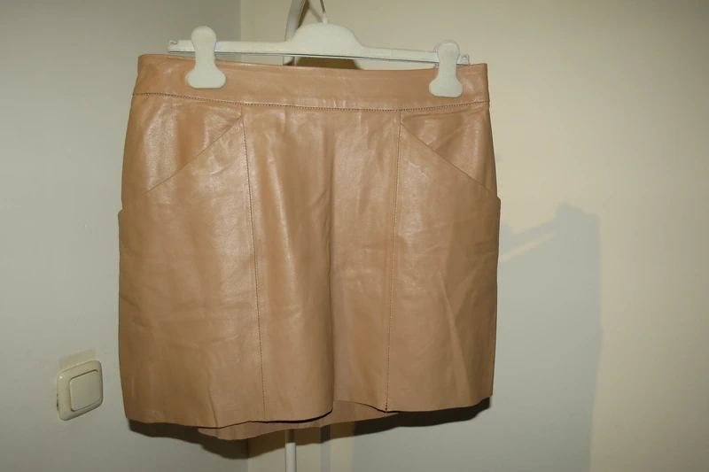 Suit 22 mooie boter zachte leren rok recht model zakken 42