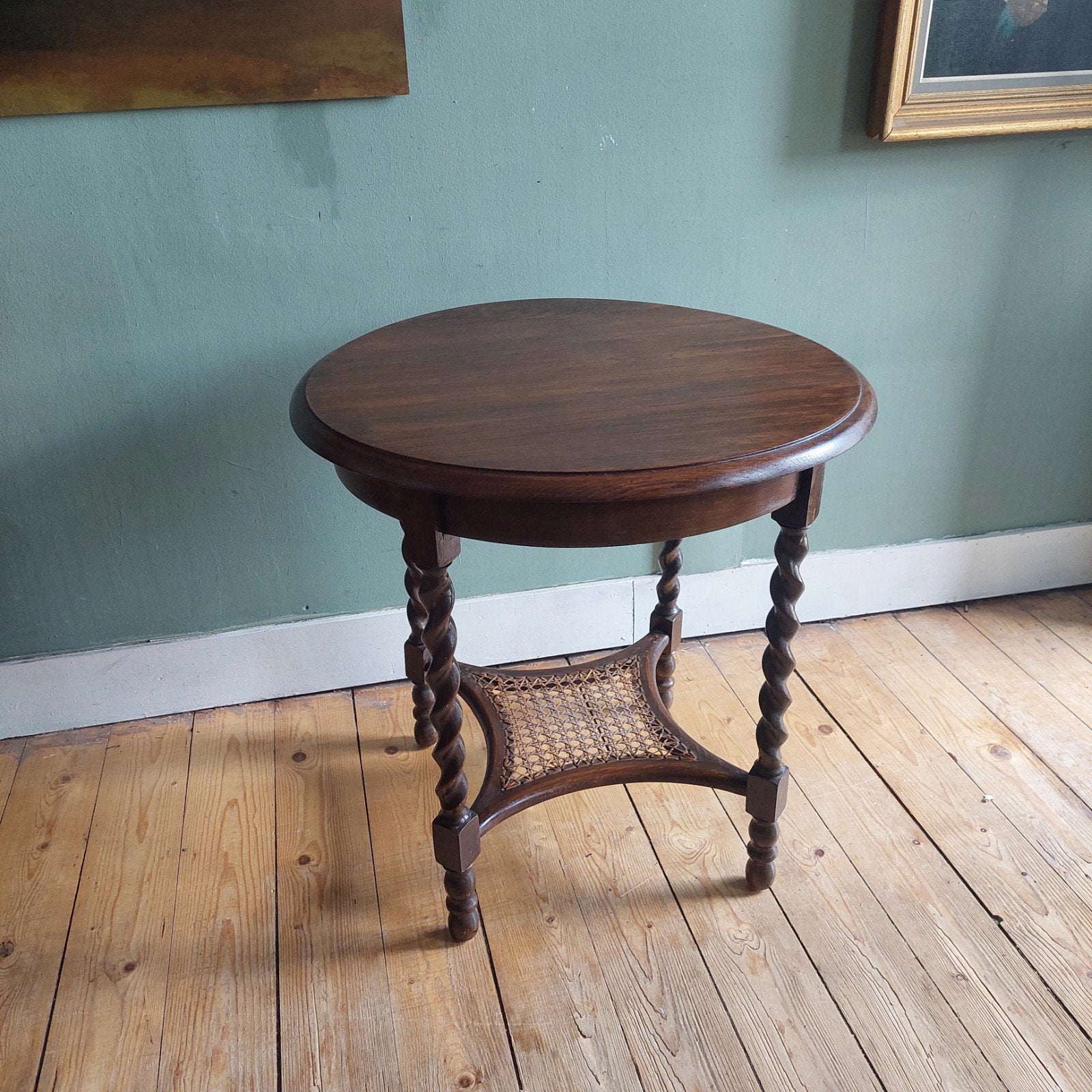 Antieke eiken bijzettafel met gedraaide poten (barley twist), Antiek en Kunst, Ophalen