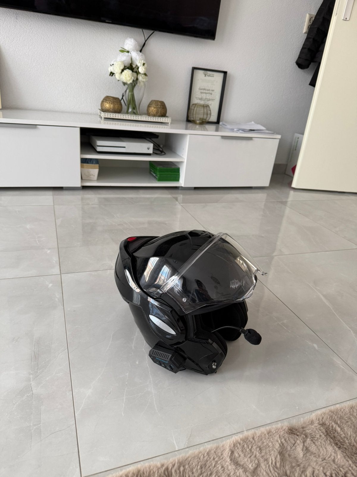 Systeemhelm Scorpion- Exo Tech maat L met Bluetooth-intercom, Fietsen en Brommers, Ophalen of Verzenden, Gebruikt, Large