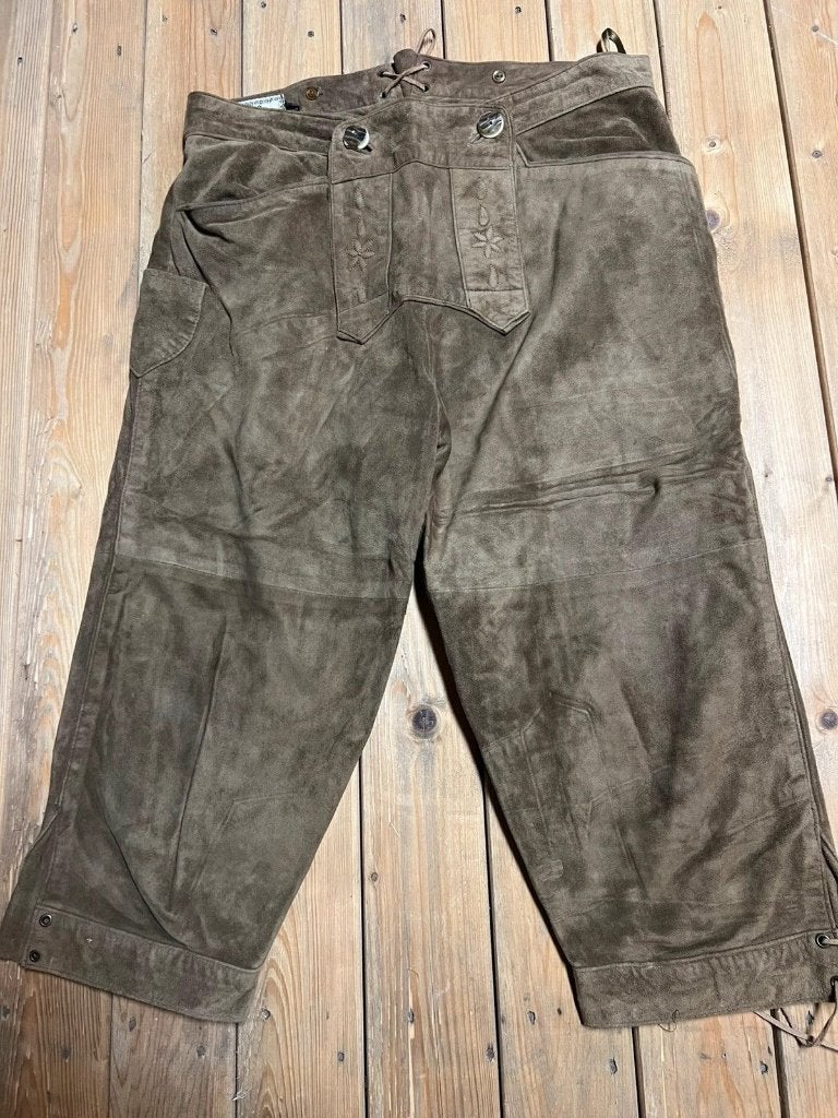 Bruine lederen lederhose voor dames maat 44