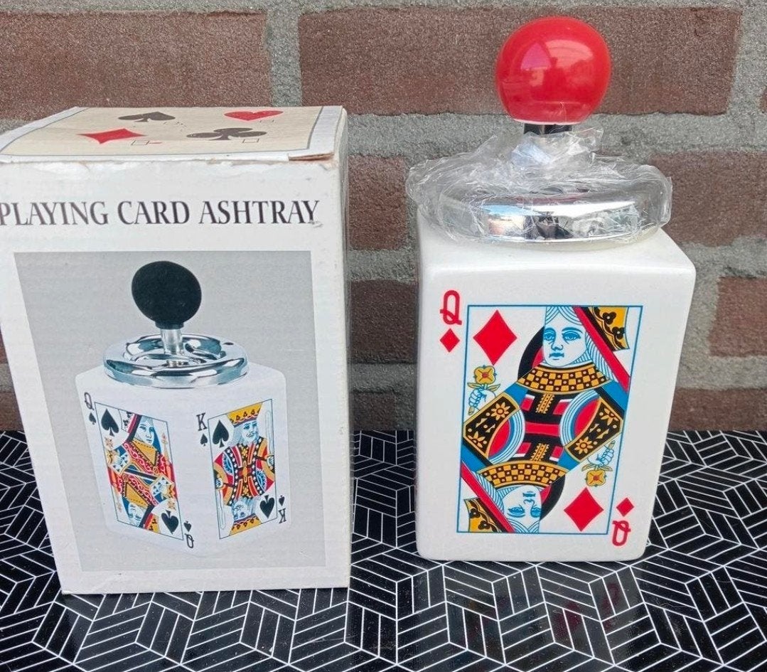 Vintage Speelkaart Asbak - Koningin van Ruiten Design, Ophalen, Zo goed als nieuw, Asbak