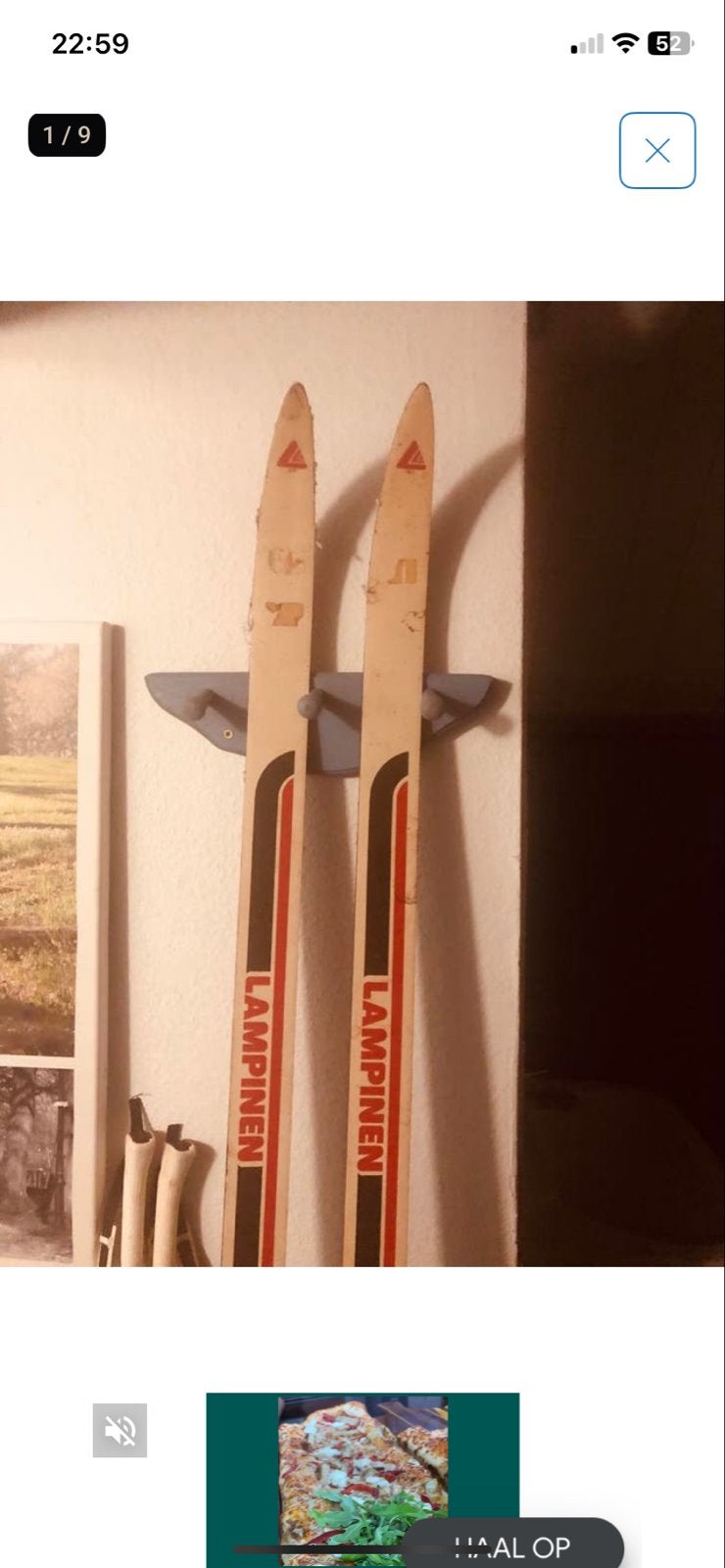 Vintage Lampinen Langlauf Ski Set met Schoenen en Stokken, Ski's, Ophalen, Overige merken, Langlaufen