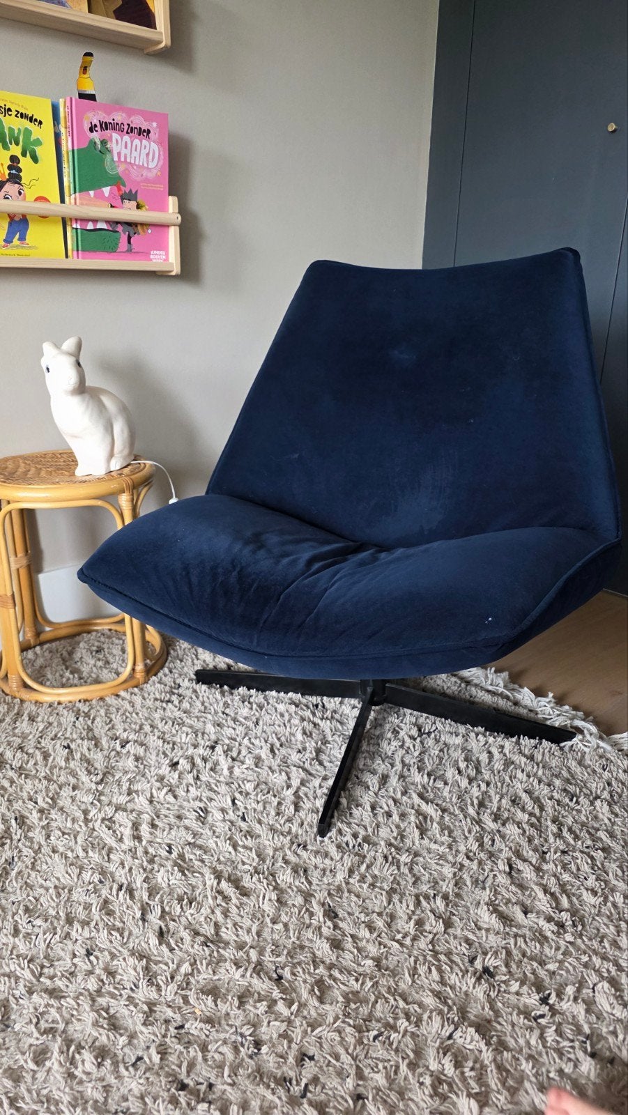 Draaifauteuil Smile Laag - Stof Seven Darkblue Cartel Living, 75 tot 100 cm, Ophalen of Verzenden, Zo goed als nieuw, Stof