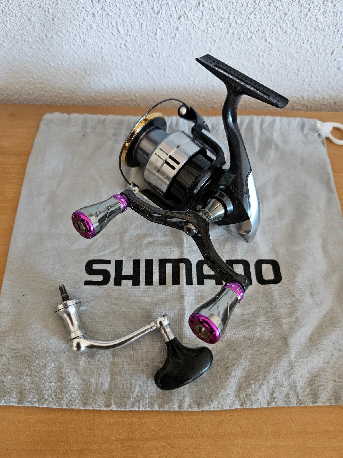 Shimano Vanquish 4000 Japan custom handle, Ophalen of Verzenden, Gebruikt, Molen