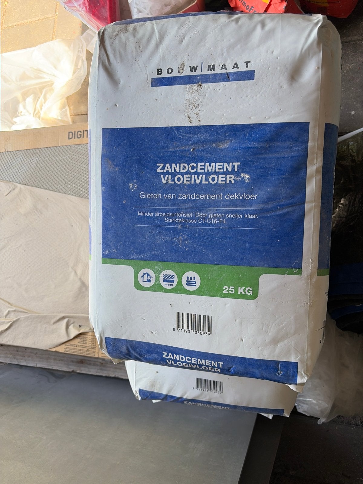 Zandcement Vloeivloer 25 KG - Bouwmaat, Steen of Klei, Overige typen, Nieuw, Minder dan 50 cm
